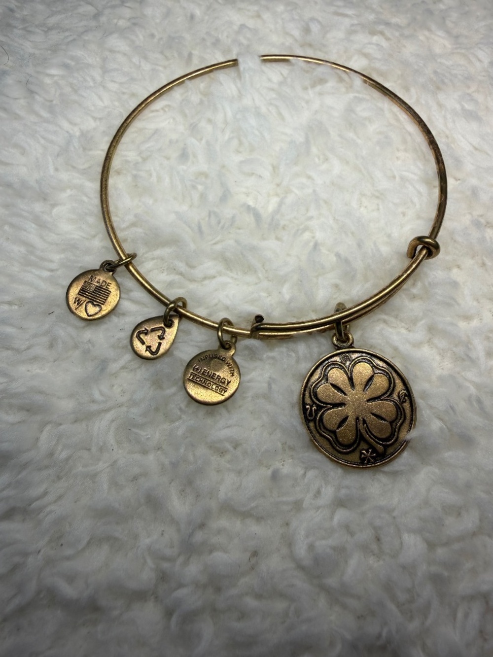 Alex and Ani Lucky Four Leaf Clover Bracelet Rafaelian Gold